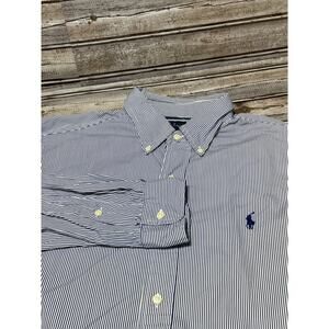 Ralph Lauren Men’s Classic‎ Fit Long Sleeve White Blue Stripes Size Large